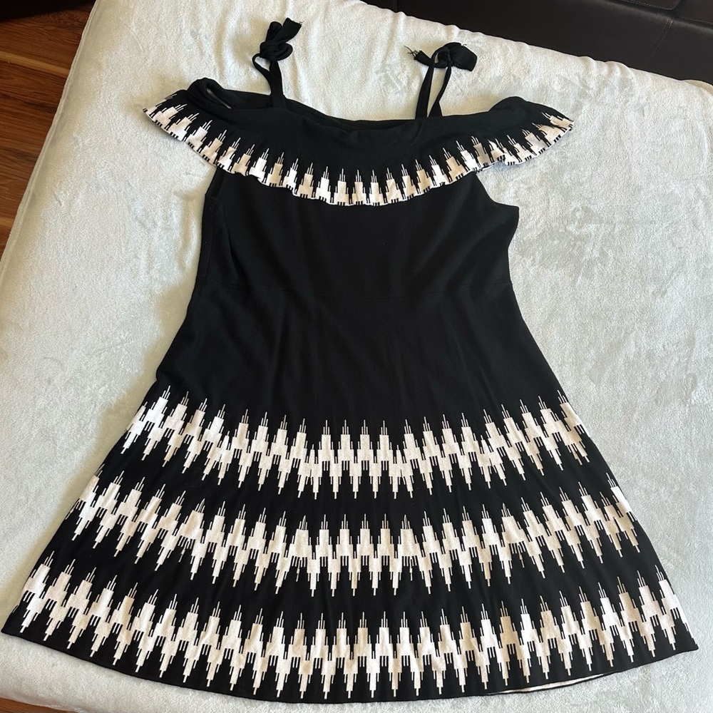 Lane Bryant Off-Shoulder Black & White Patterned Dress - Size 20/22